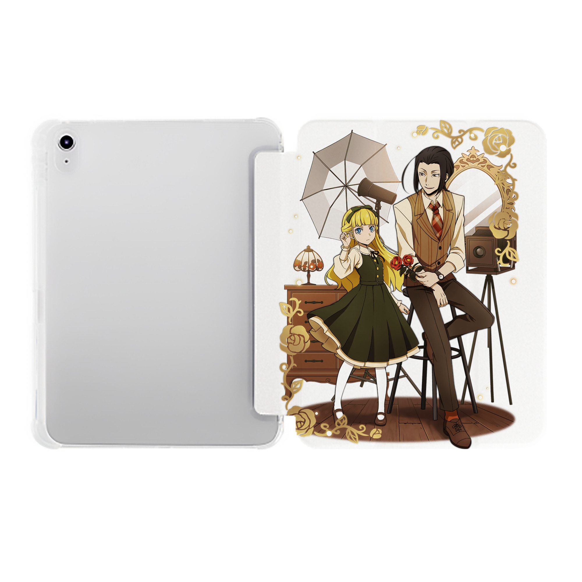 （画像用） 文豪ストレイドッグス Bungo Stray Dogs IPad ケース ペン収納付き 三つ折りスタンド PUレザー×シリコン 対応機種9.5/10.5/10.9インチ